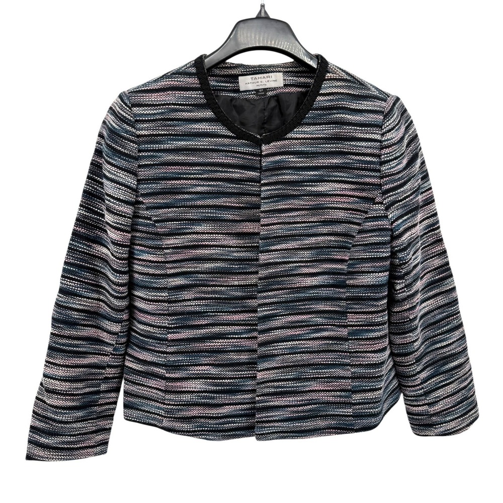 Tahari Arthur S‎ Levine Womens 16P Pre-Owned Textured Collarless Blazer Jacket